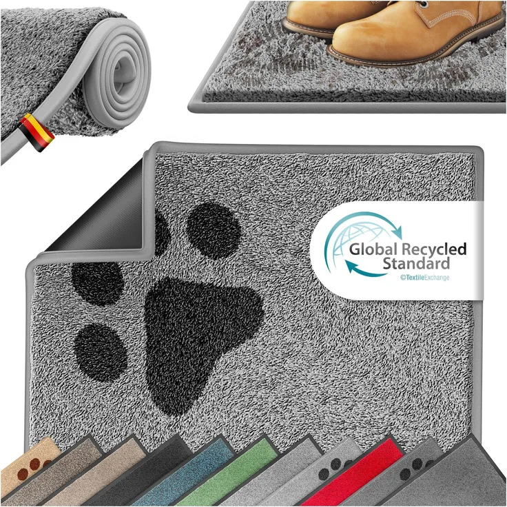 KESSER® Schmutzfangmatte rutschfeste Fußmatte für Innen- & Außenbereich waschbar & wetterfest | Türmatte Wohnungseingang | Teppich für Büro & Vorzimmer | Fußabtreter Fußabstreifer Motiv, Hellgrau / Schwarz, 120x180cm