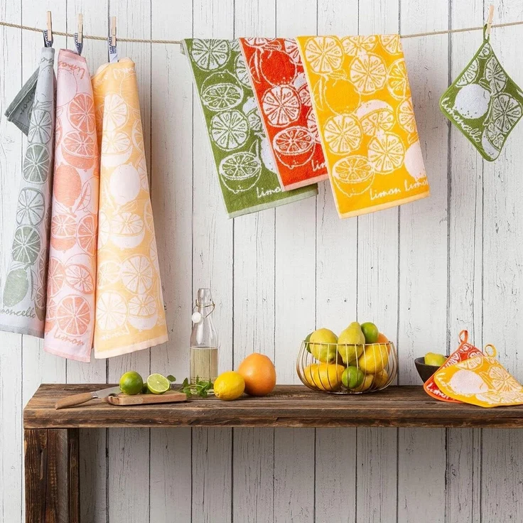 Kracht Küchen Textilien Limoncello|Frottier Küchentuch bedruckt 50x50 cm bunt 3er Pack – Bild 4