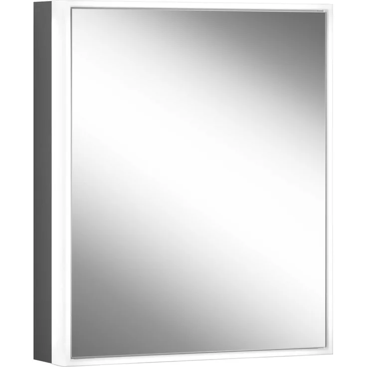 Schneider PREMIUM Line Ultimate LED Lichtspiegelschrank, 1 Doppelspiegeltür, Steckdose rechts, 525 x 73,3 x 15,8 cm, 182.052, Ausführung: EU-Norm/Korpus schwarz matt - 182.052.02.41