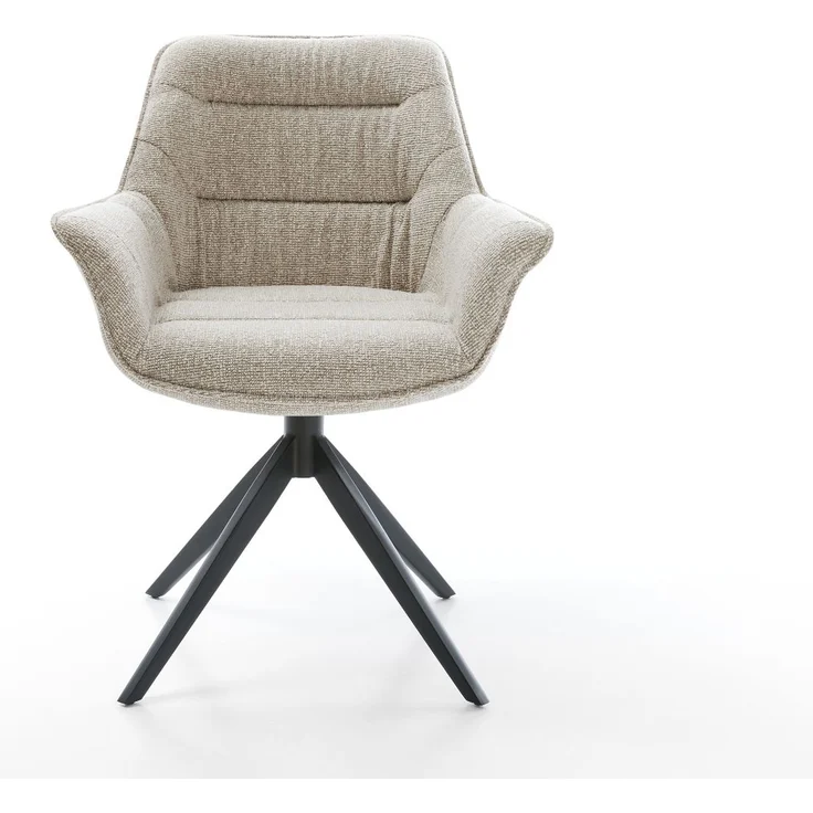 Drehstuhl Kaira-Flex Webstoff Soft Beige Kreuzgestell breit Schwarz 360° drehbar Wippfunktion – Bild 2
