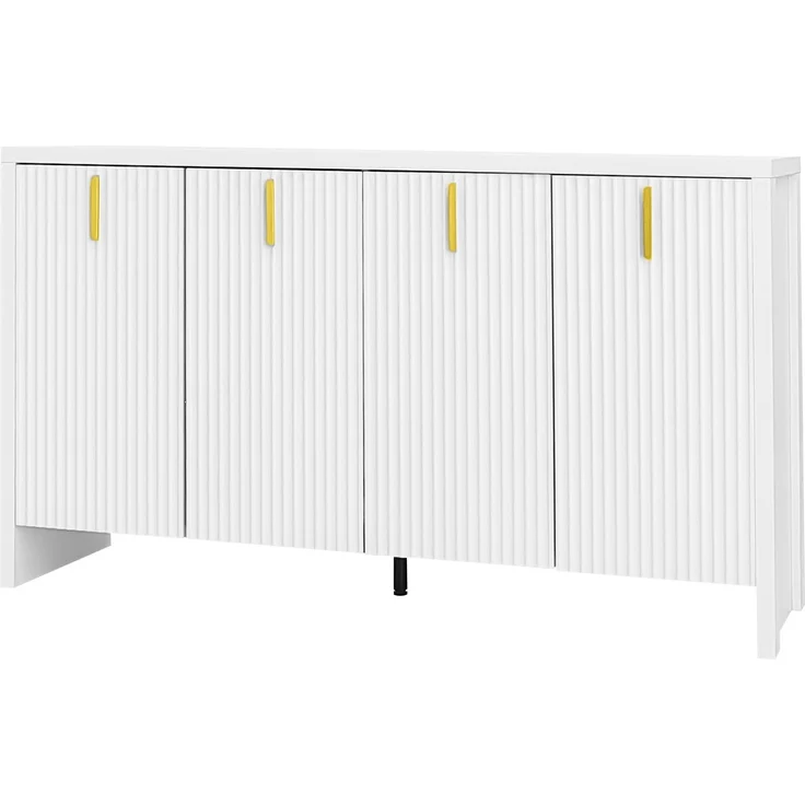 DESVIAE Sideboard mit 4 Türen und verstellbarem Einlegeboden, 140x80x38 cm, Spanplatte, Weiß – Bild 7