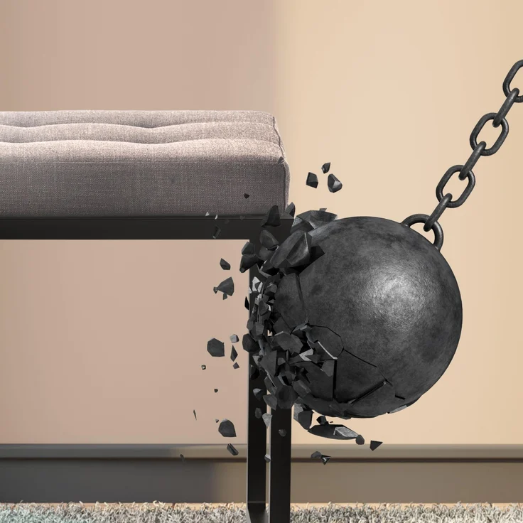 CLP Sitzhocker Barci mit Polsterung und schwarzem Eisengestell,dunkelgrau Stoff – Bild 4