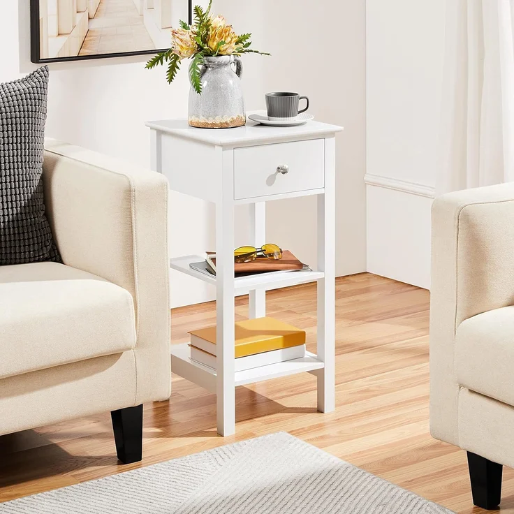 Yaheetech Nachttisch Nachtschrank mit Schublade Boxspringbett Nachtkommode Schmal Beistelltisch Sofatisch Telefontisch für Wohnzimmer/Schlafzimmer, 35 x 35 x 70 cm – Bild 6