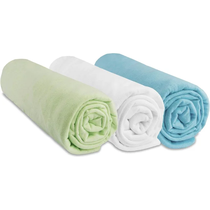 3 Spannbettlaken, 50x100 cm, für Babybett, Vintage-Kinderbett, 50x100 cm, 100% Baumwolle, Anis, Weiß, Türkis, dehnbar, gesunder Schlaf, Marke Easy Dort | Öko-Tex Zertifiziert | Qualität |