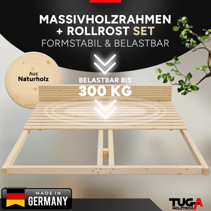 Lattenrost Rollrost inkl. Rahmen " Latten - Poldi " Breite 90 cm Länge 200 cm – Bild 2