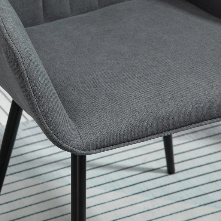 HOMCOM Esszimmerstuhl Küchenstuhl mit Rückenlehne, Polsterstuhl mit Leinenoptik (Wohnzimmerstuhl, 2 St), Dunkelgrau 59,5 x56,5 x 81 cm – Bild 10