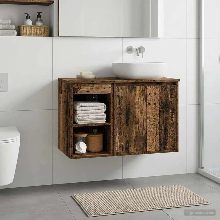 vidaXL Badezimmerschrank Altholz 30 x 44,5 x 50 cm Holzwerkstoff 890356 – Bild 4