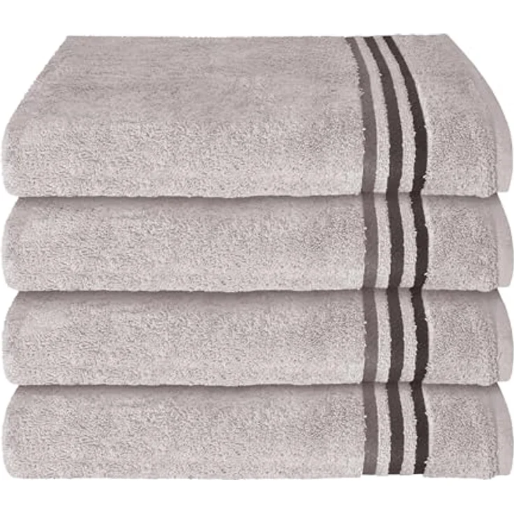 Schiesser Handtuch Skyline, 4er Set, mit Webbordüre, 100% Baumwolle Silber – Bild 2