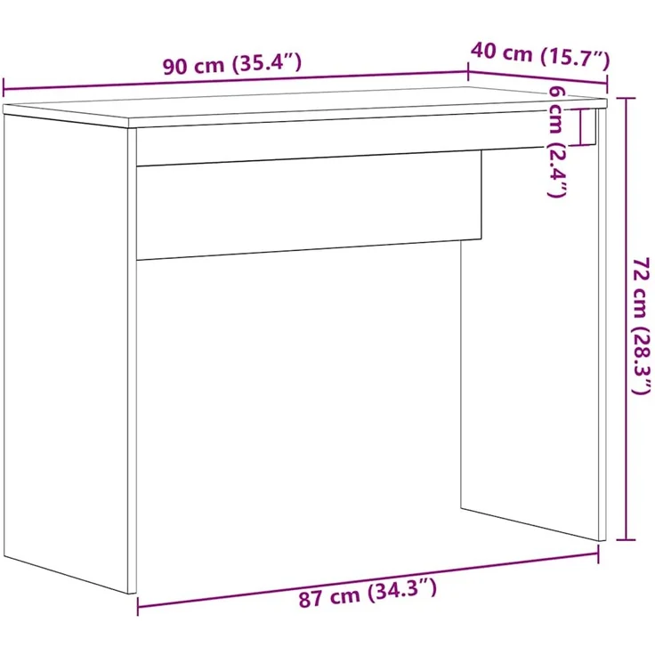 vidaXL Schreibtisch Schwarze Eiche 90 x 40 x 72 cm Holzwerkstoff 861984 – Bild 9