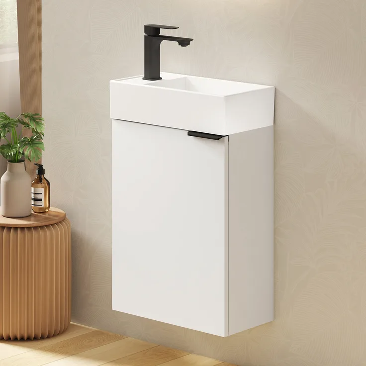 EMKE Badm?bel-Set mit Waschbecken 41.7¡Á24¡Á64.6cm Wei?