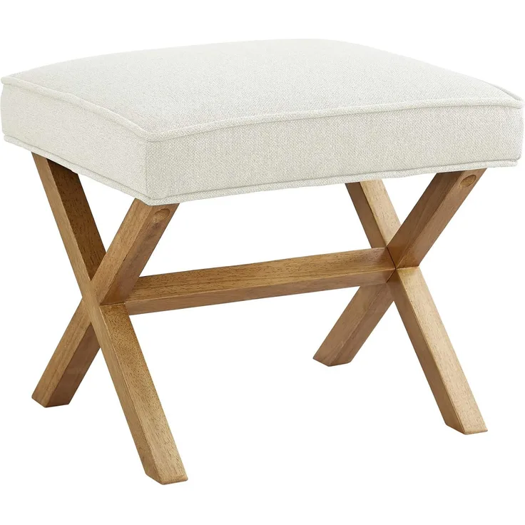Amazon-Marke Rivet Moderner Polsterhocker mit X-Design, Design der Mitte des Jahrhunderts, 50,8 cm breit, Elfenbeinfarben