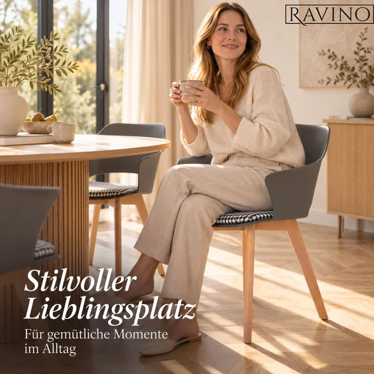 ALBATROS Esszimmerstühle 4er Set AALBORG, Weiß - Beine aus Buche Massiv-Holz, Skandinavisches Retro-Design, bequemer Schalenstuhl - Eleganter Küchenstuhl, Stuhl Esszimmer für Esstisch – Bild 6