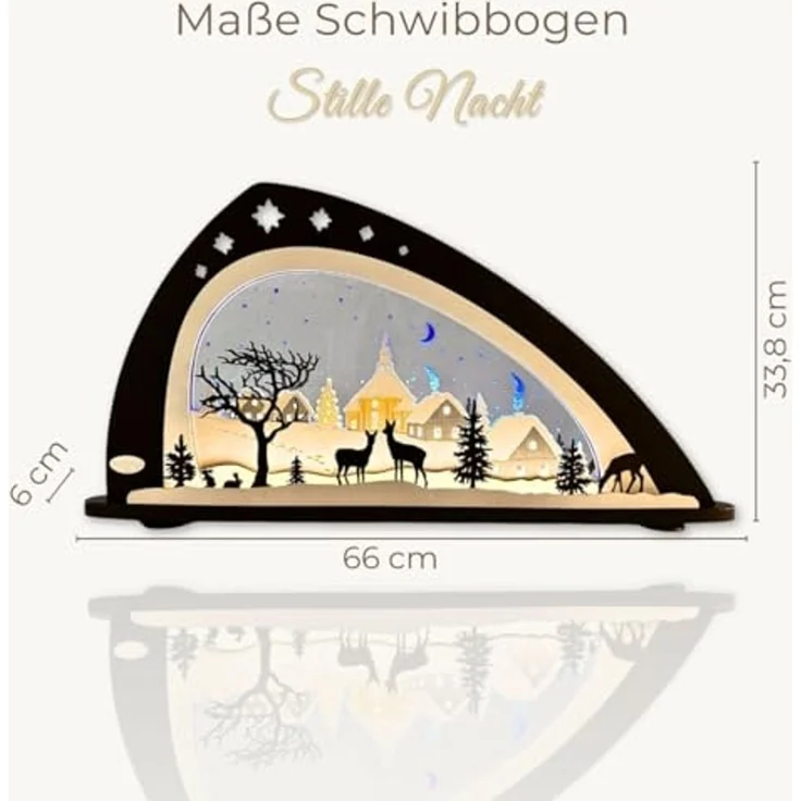 Weigla LED Schwibbogen Stille Nacht, Erzgebirge garantiert, aus Buchenholz & Acrylglas – Bild 2