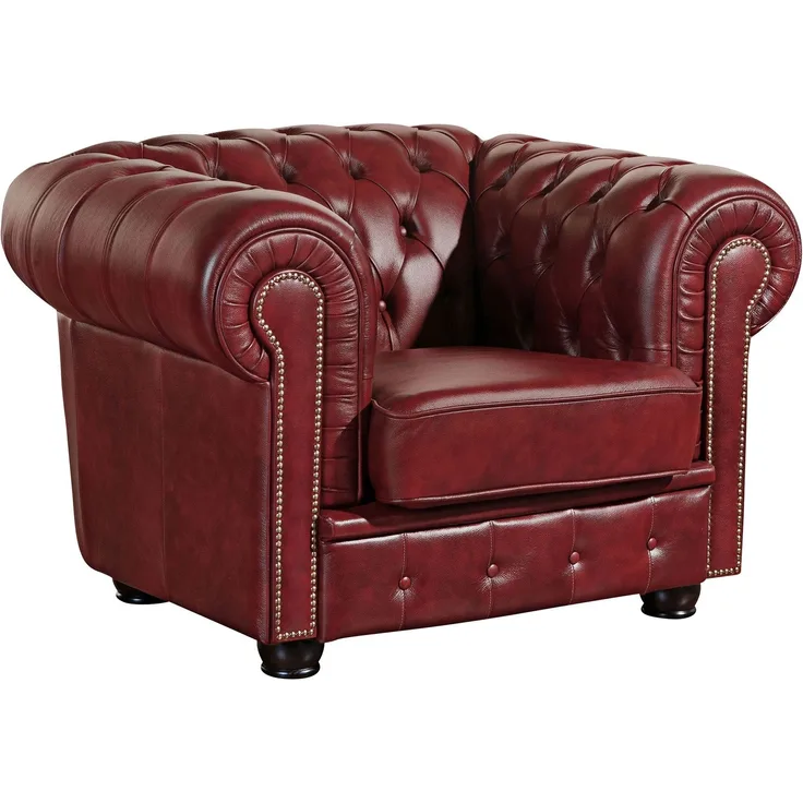 Sessel Kath Bezug Wischleder Buche nussbaum dunkel / rot 22459