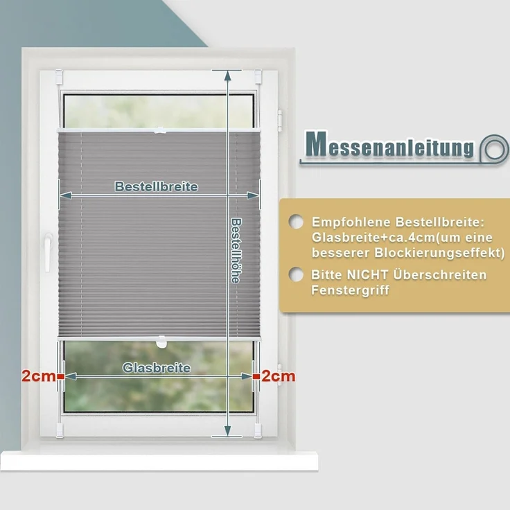 Plisseerollo ohne Bohren Klemmfix 35x200 cm(BxH) Anthrazit Jalousie Sonnenschutz Easyfix Faltrollo Lichtdurchlässig Rollo für Fenster & Tür – Bild 5