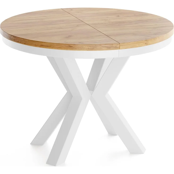 WFL GROUP Esstisch Clara White (erhältlich in zwei Größen – 100/120 cm, ausziehbar auf 180/200 cm), platzsparender Industrial Tisch in Holzoptik für Wohnzimmer oder Küche