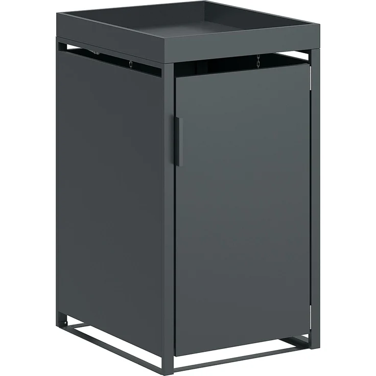 STEELSØN 'Thoria' Mülltonnenbox 1er je 240 Liter, anthrazit, Mülltonnenverkleidung aus Stahl, wetterfest, 125x80x69 cm, Müllbox mit Pflanzendach für 1 Tonne – Bild 11