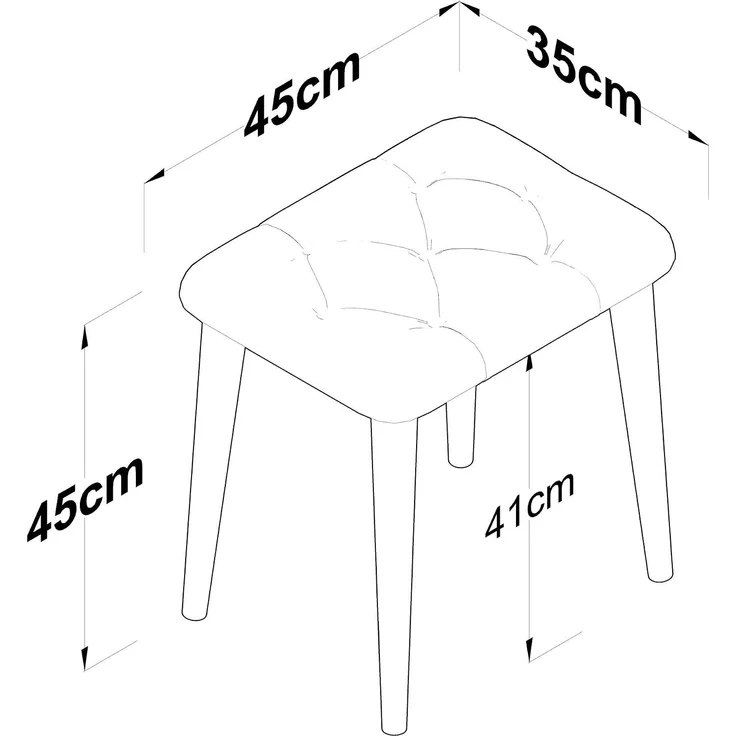 Atelier Del Sofa Stylish Pouffe, Black & White, 45 x 45 x 35 cm | 100% Melamine Coated Particle Board, 18 mm Thickness | Perfect for Modern Living Rooms & Bedrooms – Bild 2