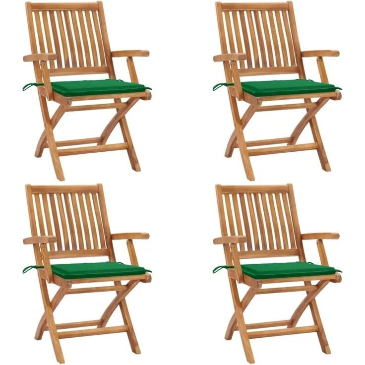 Klappbare Gartenstühle mit Kissen 4 Stk. Massivholz Teak