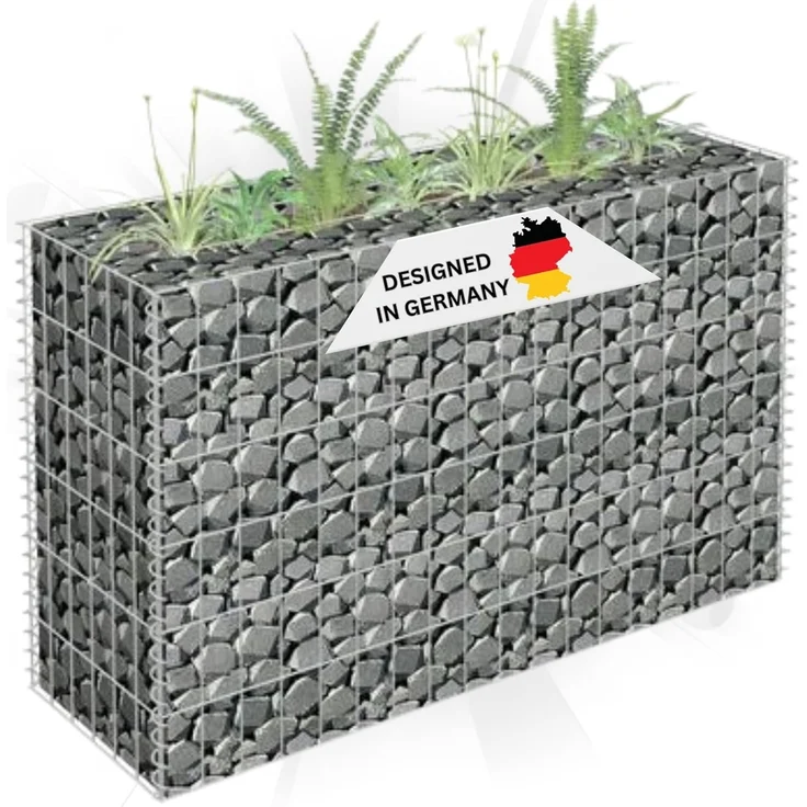 DELUKE® Gabionen Hochbeet ROON aus Stahl 90x30x60cm Steinkorb Gabionengitter Ziergabione Steingabione Drahtkorb befüllbar – Bild 1