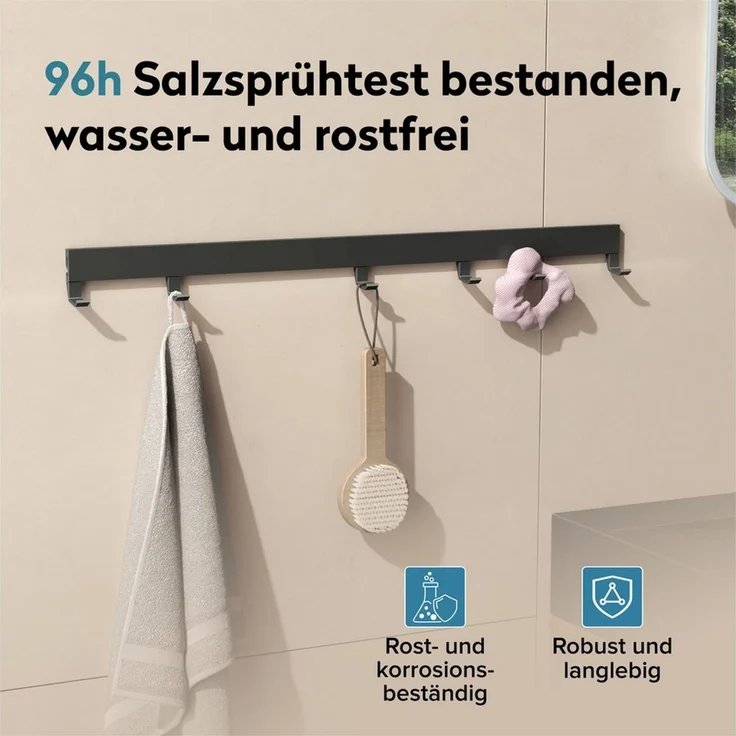 doporro Garderobenleiste Garderobenhaken mit verschiebbaren Kleiderhaken aus Aluminium Stalo10 (5 St), Pulverbeschichtet, aus hochwertige Alu – Bild 3