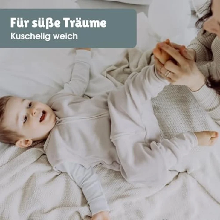 emma & noah Baby Schlafsack mit Füßen 1.0 TOG, Ganzjahres Schlafsack mit Beinen für den Frühling, Sommer und Herbst, 100% Bio-Baumwolle, OEKO-TEX Zertifiziert (Essential Blau, 80 cm) – Bild 2