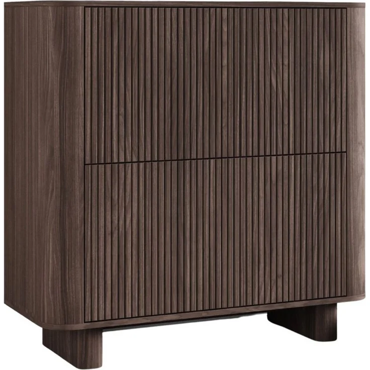 Compleo Kommode mit 4 Türen, Nussbaum oder Kaschmir, Elegant design, Sideboard mit Lamellen, Push to open Funktion, MADE IN EU – Bild 2