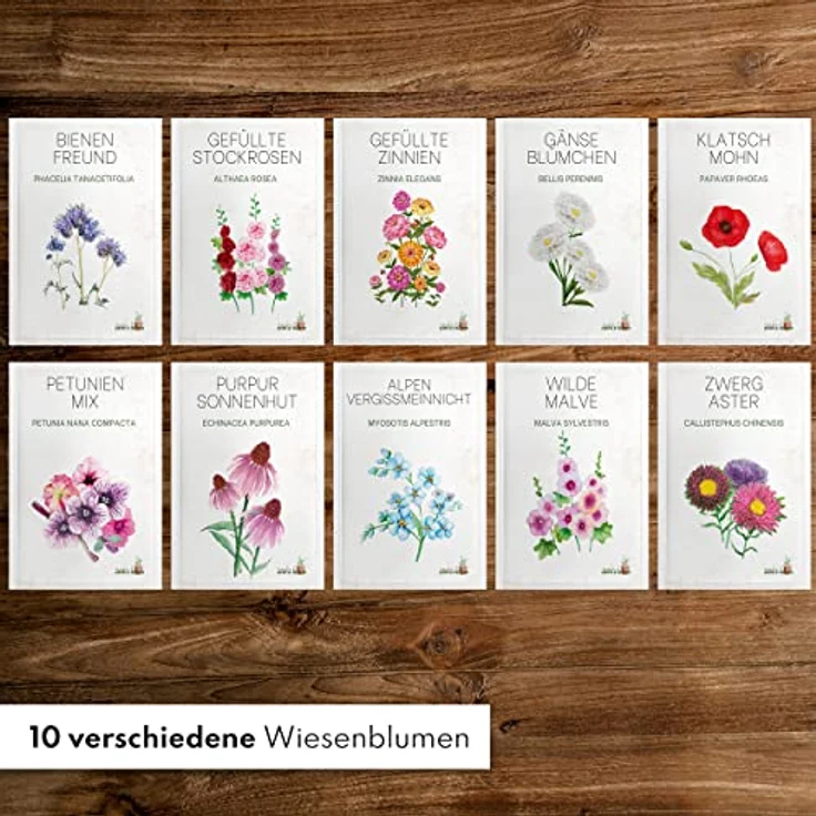 Blumen Samen Set - 10 bunte Blumensamen Sorten für den Garten oder Balkon, die Bienenweide und Wildblumenwiese - Blumenwiese Samen - bunte Wildblumensamen Mischung – Bild 4