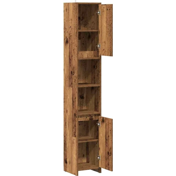 vidaXL Badschrank Altholz-Optik 30x30x183,5 cm Holzwerkstoff 856064 – Bild 4
