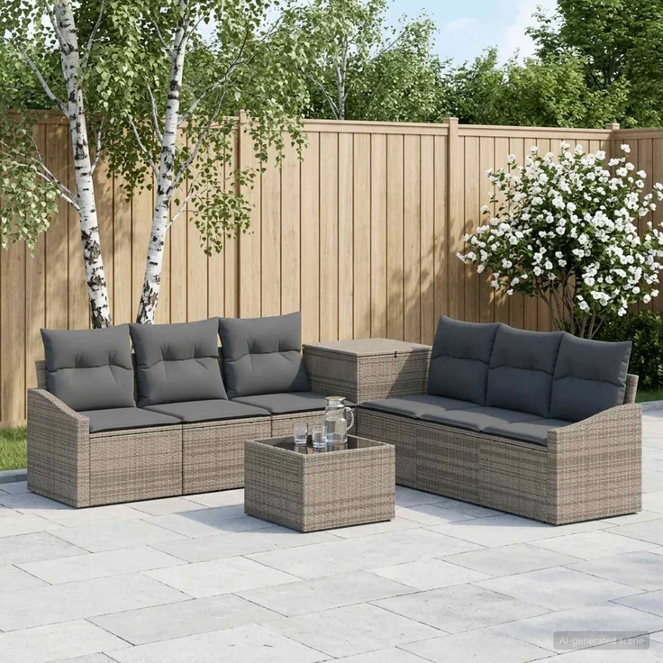 vidaXL Sofa Set 8 stk. Grau und Dunkelgrau Polyrattan und Stahl 3448222 – Bild 1
