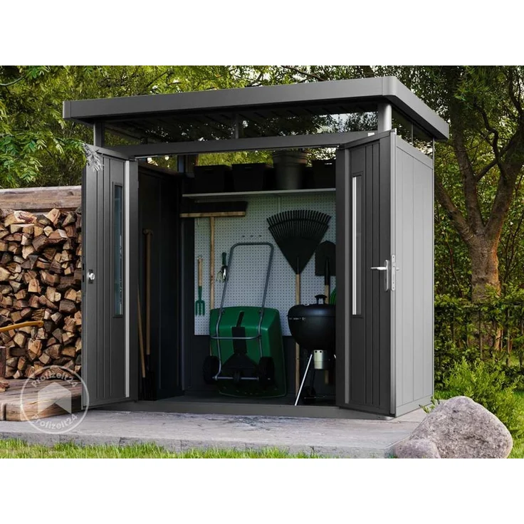 GFP Primeyard Gerätehaus Metall Gartenhaus 228x180x231 cm Geräteschuppen anthrazit – Bild 2