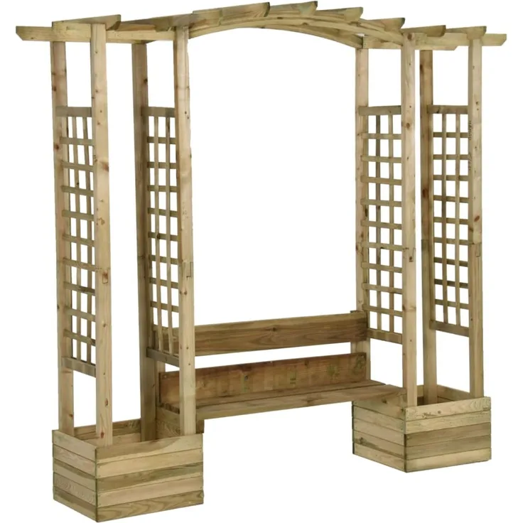 vidaXL Garten-Pergola mit Bank & Pflanzkübeln Kiefernholz Imprägniert 318566