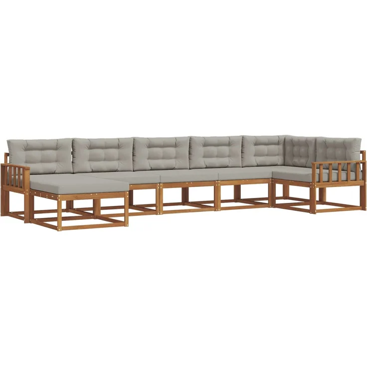 vidaXL Outdoor-Sofagarnitur 7 stk. 7-Sitzer Natur und Hellgrau 3367889 – Bild 2