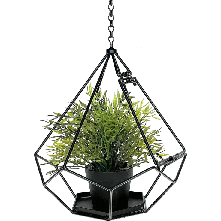 DanDiBo Blumenampel Innen Metall Wand Hängepflanzen 64 cm 96075 S mit Tür 6 Ecken Pflanzenhänger Blumenhänger Topfhänger Blumen Blumentopfhänger Hängetopf – Bild 3
