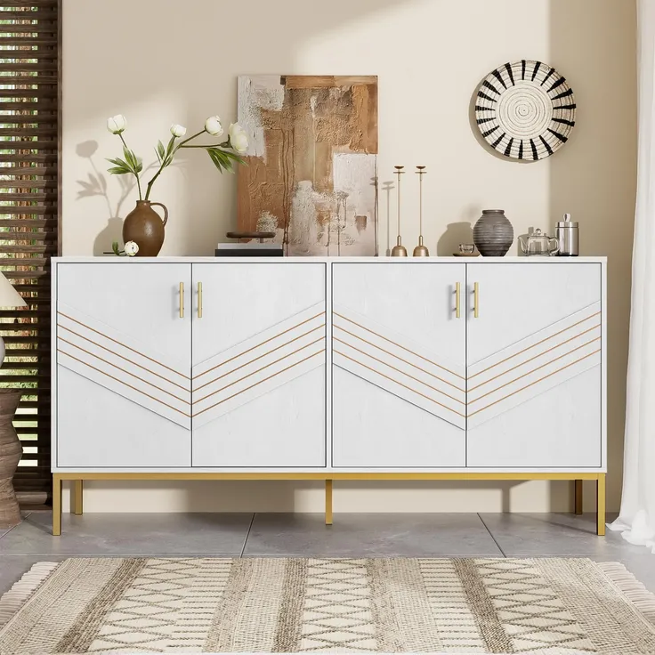 Sideboard 160/40/80.5 cm, Mehrzweckschrank mit Türen, Aufbewahrungsschrank, Küchenbuffet, Küchenschrank – Bild 2