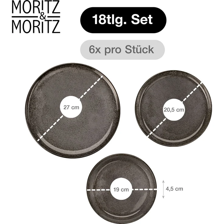 Moritz & Moritz VIDA 18tlg Geschirrset Anthrazit – Bild 2
