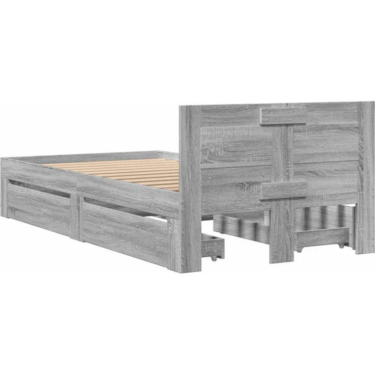 vidaXL Bettrahmen mit Schubladen 2 stk. Grau Sonoma Holzwerkstoff 3429681 – Bild 7