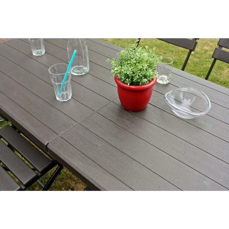 Gartentisch Klapptisch TABORA 180 x 74,5 cm Oberfläche in Holz-Optik