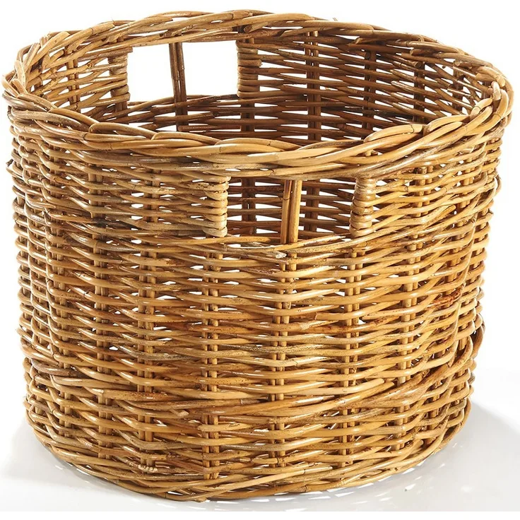 Kobolo Aufbewahrungskorb Rattankorb Regalkorb aus Rattan lacak rund (kein Set, 1 St), Runder Korb mit Lochgriffen