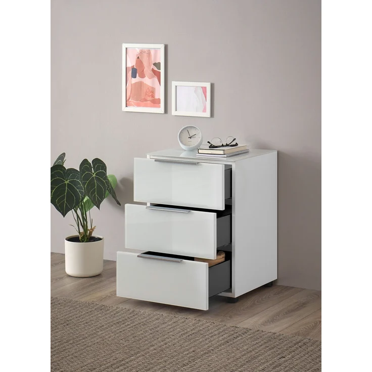Nachtkommode >Sean< in weiß, - 45x61x40 cm (BxHxT) – Bild 6