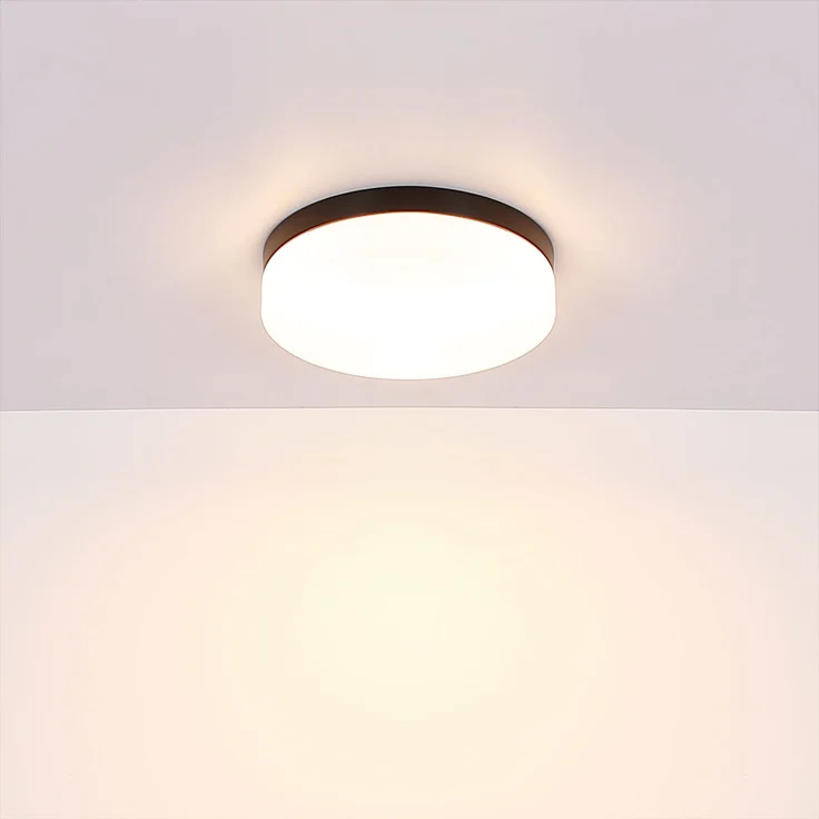 Außen Deckenleuchte, IP44, Alu schwarz, Glas opal, D 18,4 cm – Bild 7