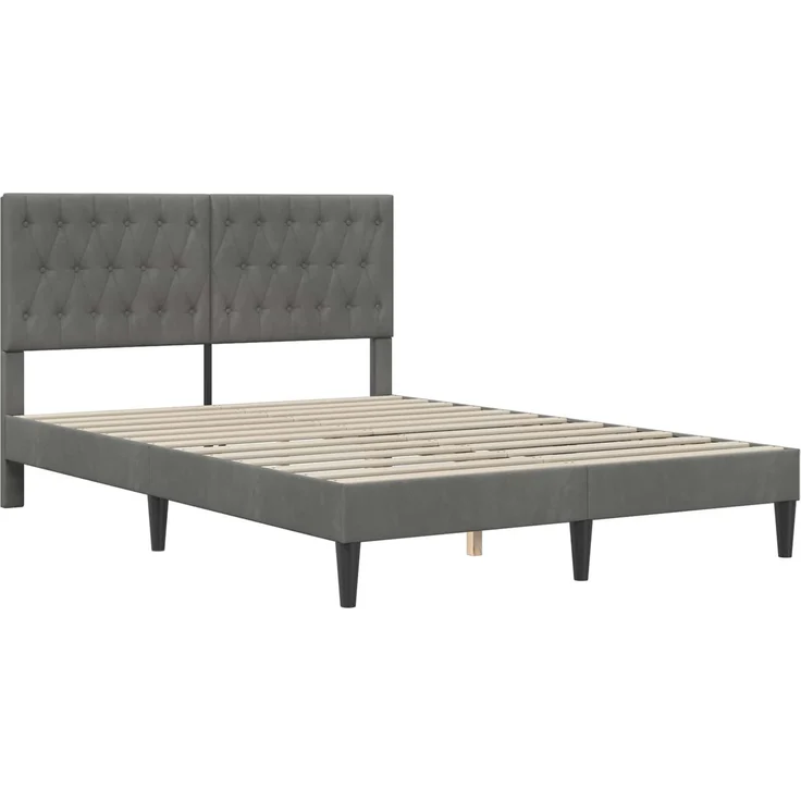 vidaXL Bettrahmen mit Kopfteil Dunkelgrau 120 x 190 cm Samt 42027650 – Bild 3