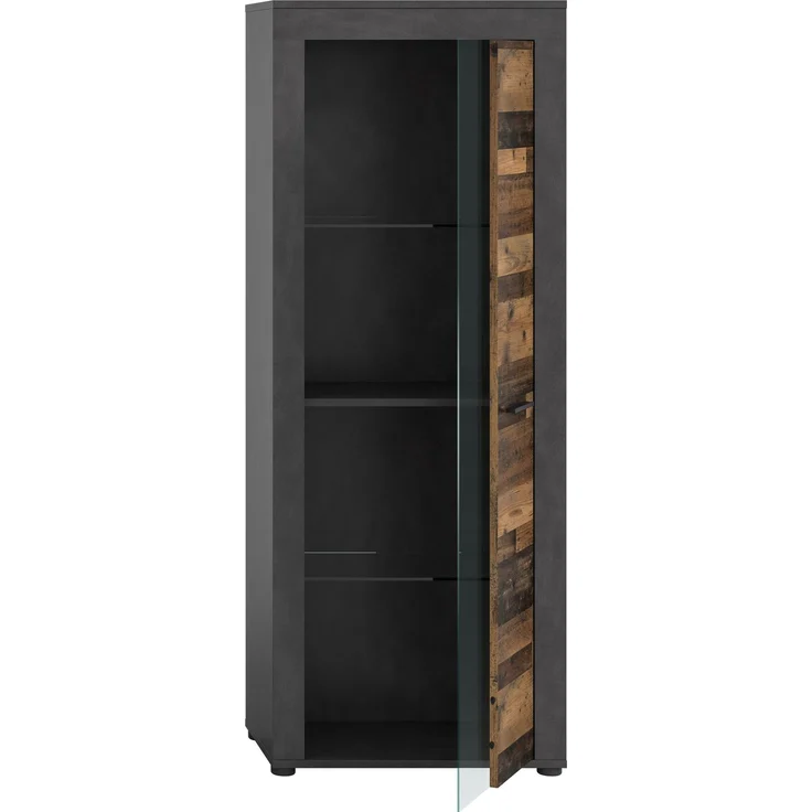 xonox. home Wohnen Jam X8BB4T10 Vitrine Glasvitrine Dekoschrank Glas-Kommode in Old Wood/Matera Nachbildung, ca. B/H/T: 60 x 159 x 35 cm – Bild 3