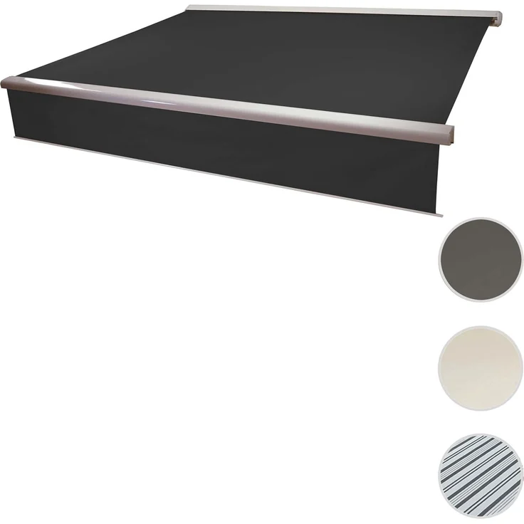 Elektrische Vollkassetten-Markise T124, 5x3m ausfahrbarer Volant ~ Polyester anthrazit – Bild 7