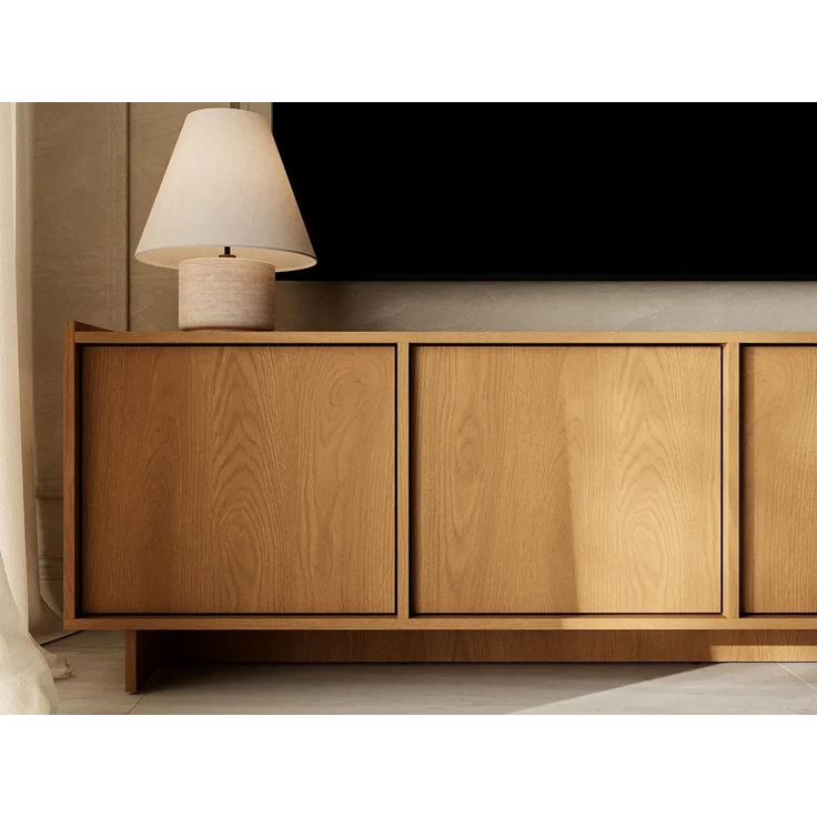 GrainGold TV-Schrank Azumi (Set, TV-Schrank 195 cm, Push-to-open) Breite 195 cm, für das Wohnzimmer, Push-to-open, Karamell-Eiche – Bild 4