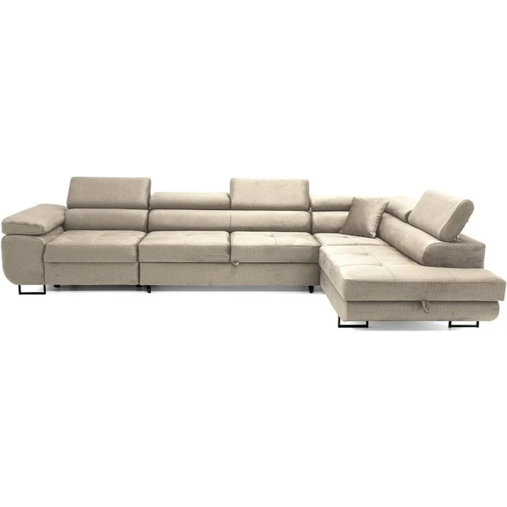 Muffo Ecksofa Wild Maxi mit Schlaffunktion inkl. Montage, L-form Couch mit Bettkasten XL, 6-fach verstellbare Kopfstützen – Bild 4