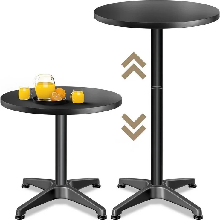 Casaria Stehtisch (1-St), Höhenverstellbar 70cm/115cm Hoch Alu Rund Ø60cm Bistrotisch Wetterfest – Bild 1