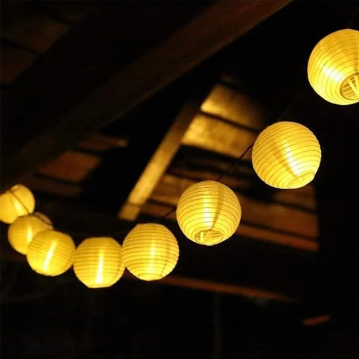 SALCAR 10m Lampion LED Lichterketten Batteriebetriebene, 40er LED Laternen Lichterkette Auße Beleuchtung für Garten, Terrasse, Hof, Haus - Warm – Bild 3