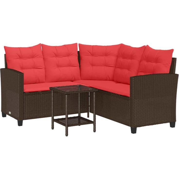 vidaXL Outdoor-Sofagarnitur 2 stk. 5-Sitzanzahl Braun und Rot 4103878 – Bild 2