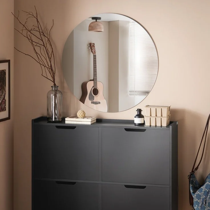 SoBuy FSR100-SCH Schuhschrank, MDF, Lackiert, Dunkelgrau, 100 x 91 x 19 cm – Bild 9